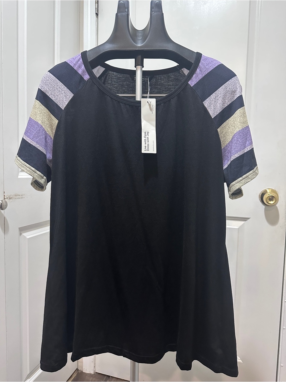 BloomChic Plus Size XL Colorblock Contrast Crew Neck Raglan Sleeve T-shirt us14